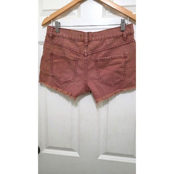 Free People Womens High-Rise Button-Fly Frayed Hem Shorts Size 25 Rust Brown Cot - Picture 3 of 6
